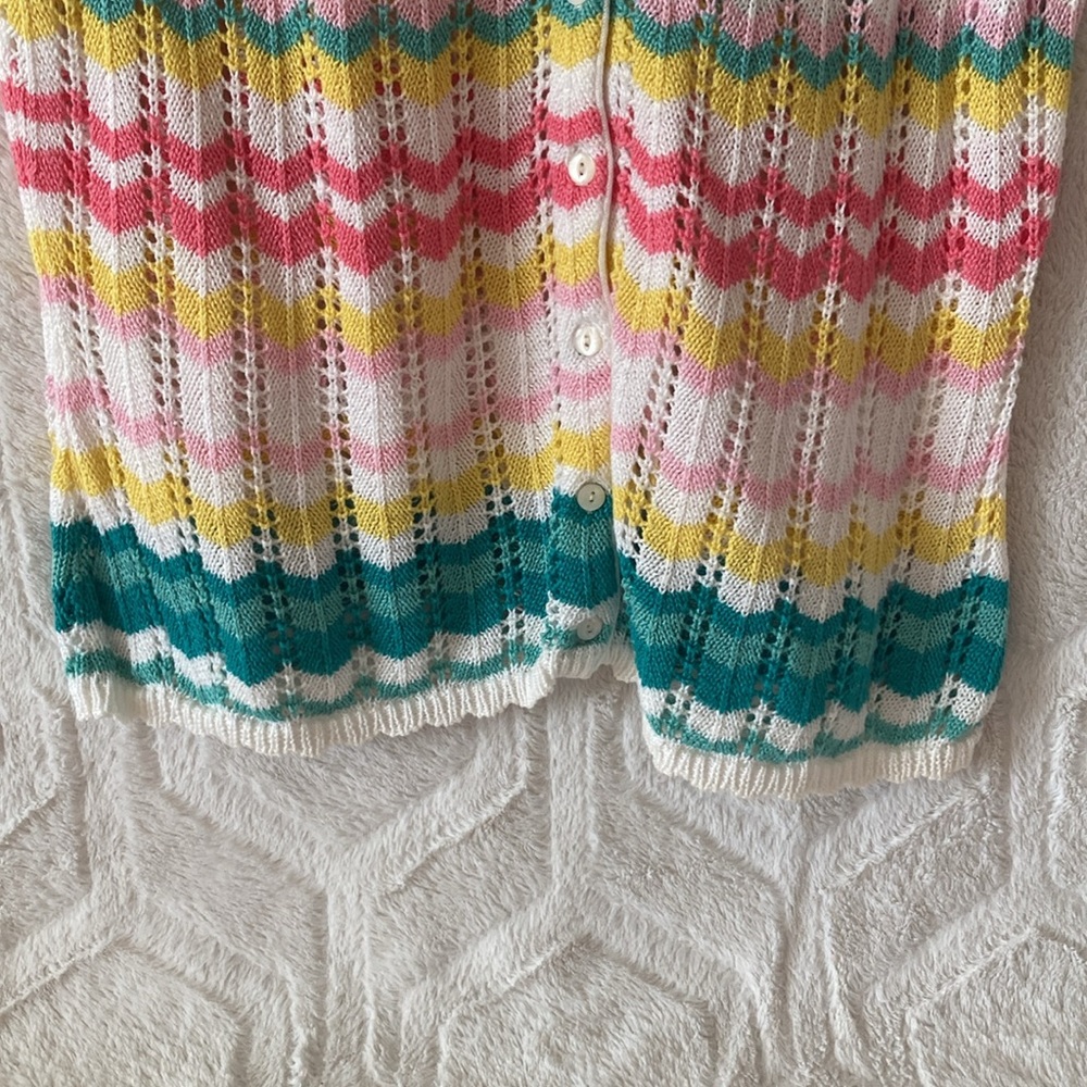 EUC     Multi-color Knit Short Sleeve Top - Picture 3 of 6
